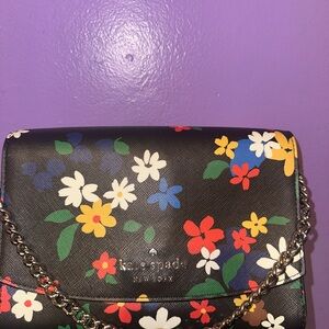Kate Spade Black Crossbody Bag with Floral Design